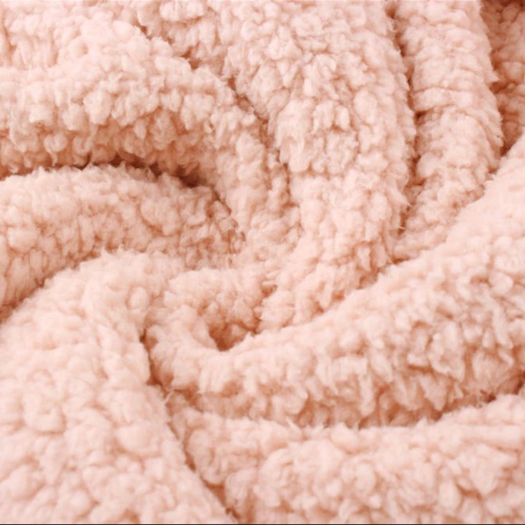 Lapel Sherpa Pullover Sweater in Pink - Picture 3 of 7